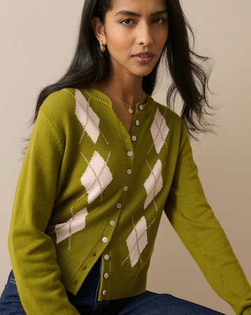 Nobody's Child Fine Gauge Argyle Knitted Cardi