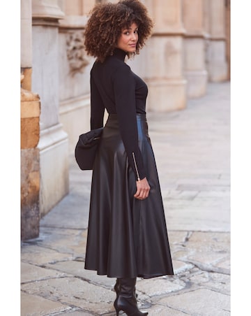 Sosandar Faux Leather Full Midaxi Skirt