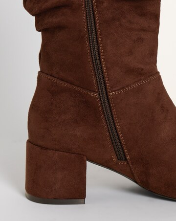 Rosie Heeled Knee High Slouch Boots - Extra Wide Fit (EEE) & Super Curvy Calf