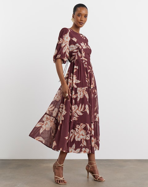 Joanna Hope Lace Back Midi Dress