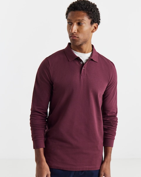 Core Long Sleeve Pique Polo Long Length