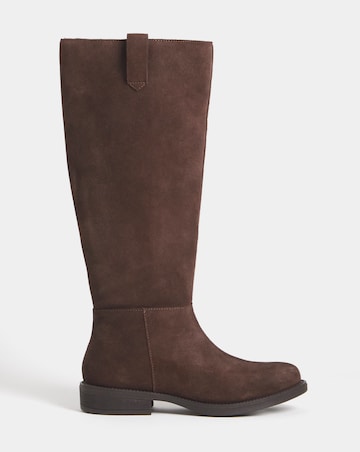 Krista Suede Pull On Knee High Boots - Wide Fit (E) & Curvy Calf