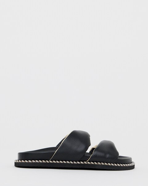 Simply Be Mica Soft Twist Leather Footbed Sandals - Extra Wide Fit (EEE)