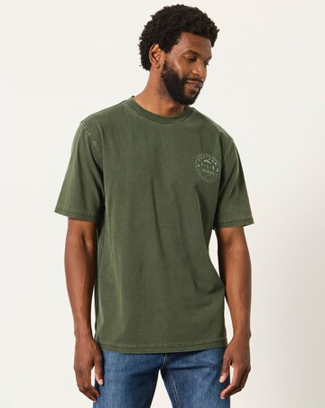 FatFace Mountain Graphic T-Shirt - Khaki Green