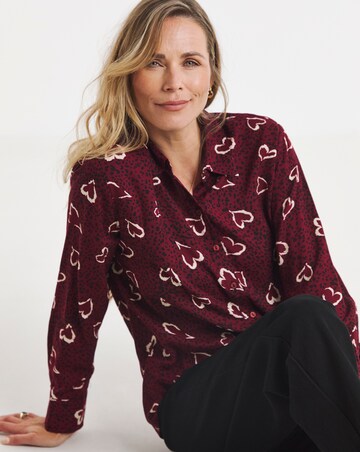 Heart Print Printed Long Sleeve Shirt