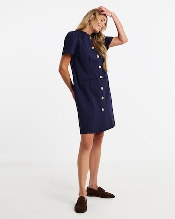 Button Detail Ponte Mini Dress