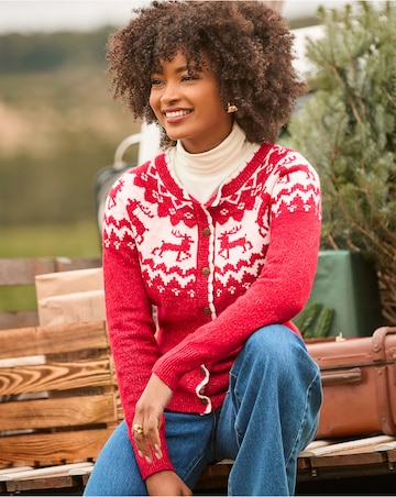 Joe Browns Retro Reindeer Fairisle Cardigan