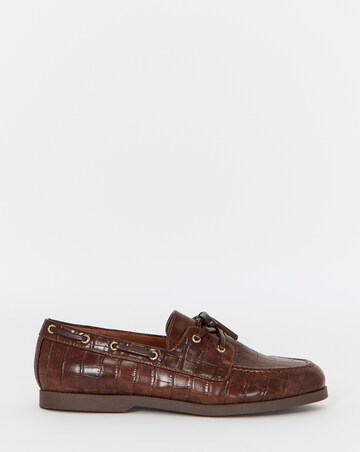 Delly Croc Effect Boat Shoes - Extra Wide Fit (EEE)