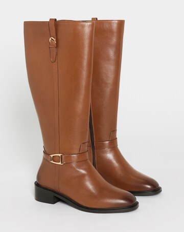 Tori Leather Knee High Buckle Boots - Extra Wide Fit (EEE) & Super Curvy Calf
