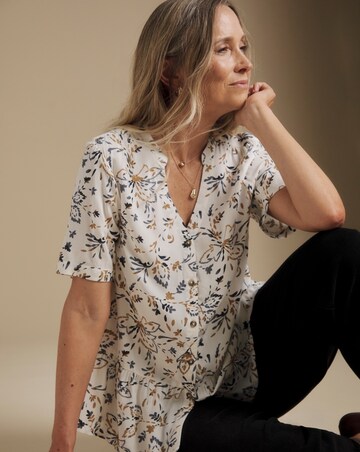Julipa Printed Button Down Peplum Blouse