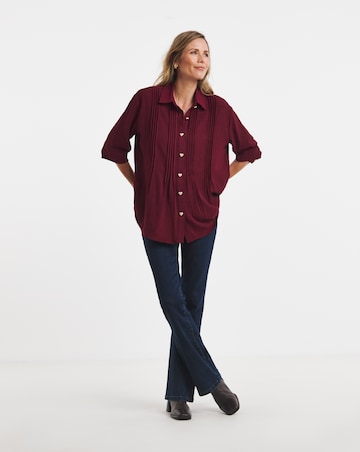 Heart Button Pintuck Shirt