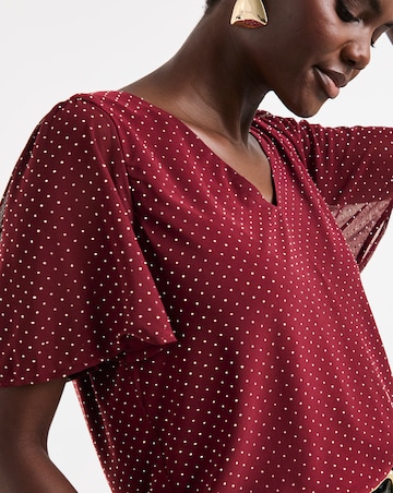 Burgundy Heat Seal Angel Sleeve Top