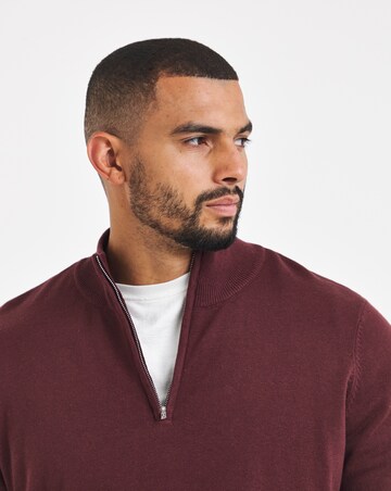 Cotton 1/4 Zip Funnel Knit Top