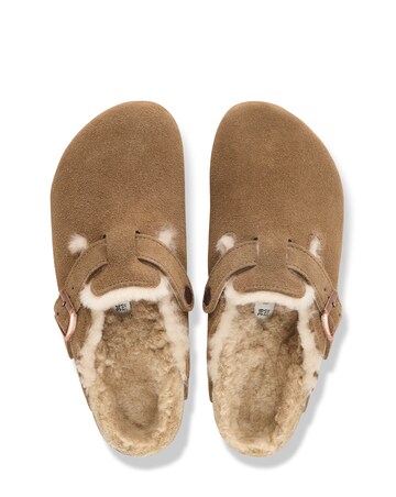 Birkenstock Boston Shearling Suede Leather Mules - Standard Fit (D)
