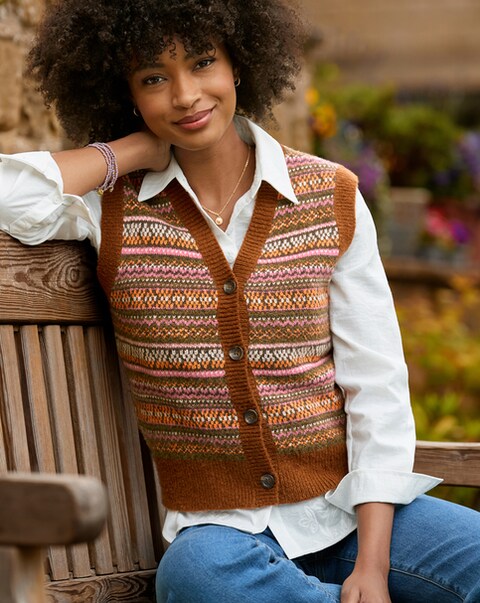 Joe Browns Autumn Days Fairisle Button Through Knitted Vest
