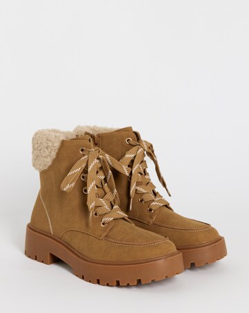 Kerry Lace Up Flat Ankle Boots - Wide Fit (E)