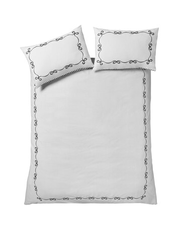 Catherine Lansfield Bow Embroidery Duvet Cover Set