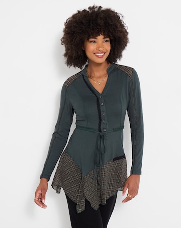 Joe Browns Checked Panel Tunic Top with Lace Detail