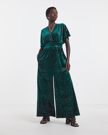 Twisted Wunder Glitter Velvet Wide Leg Jumpsuit