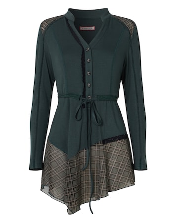 Joe Browns Checked Panel Tunic Top with Lace Detail
