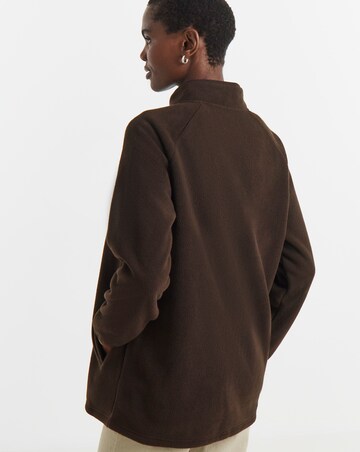 Chocolate Zip Through Longline Fleece