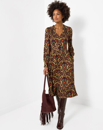 Joe Browns Elegant Leaves Long Sleeve Jersey Midi Dress
