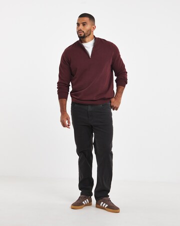 Cotton 1/4 Zip Funnel Knit Top