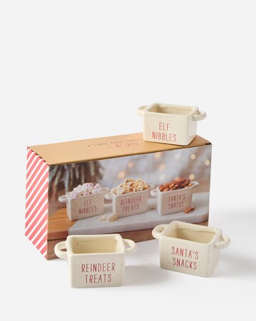 Set of 3 Ceramic Christmas Snack Bowls