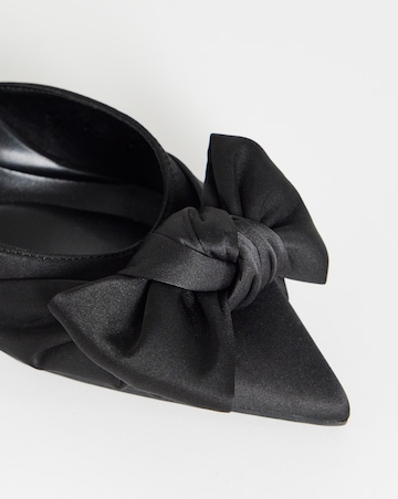 Tia Pointed Bow Kitten Heel Mules - Wide Fit (E)