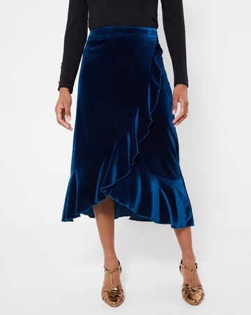 Joe Browns Wrap Velvet Midi Skirt with Frill Detail