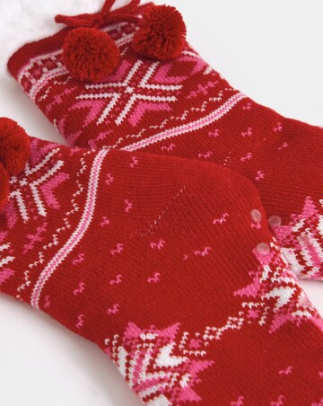 Pretty Secrets Fairisle Pom Pom Cosy Socks