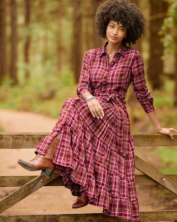 Joe Browns Petite Willow Check Button Through Maxi Dress