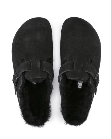 Birkenstock Boston Shearling Suede Leather Mules - Standard Fit