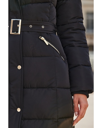 Sosandar Fur Trim Padded Coat