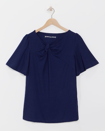 Navy Twist Detail Angel Sleeve Top