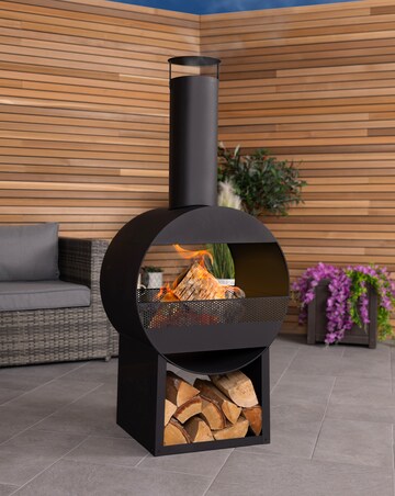 Charles Bentley Black Steel Chimenea