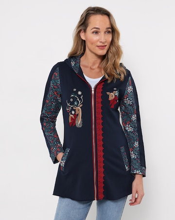 Joe Browns Christmas Reindeer Zip Through Hoodie