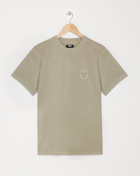 Relaxed Fit Garment Dyed Embroid T-Shirt