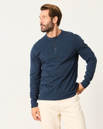 FatFace Long Sleeve Woodside Henley T-Shirt - Navy