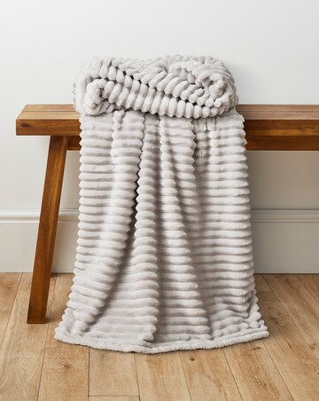 Ribbed Fleece Throw - Grey