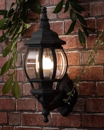 ValueLights Windsor Black Outdoor Security Lantern Wall Light - Bulb Included