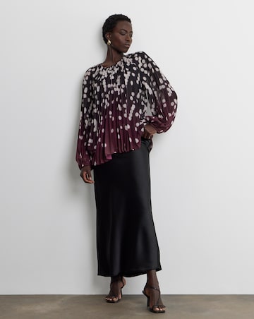 Joanna Hope Pleated Chiffon Printed Top