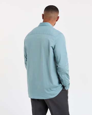 Steel Blue Long Sleeve Button Down Poplin Shirt
