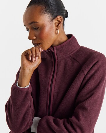 Burgundy Fleece Longline Zip Through Jacket