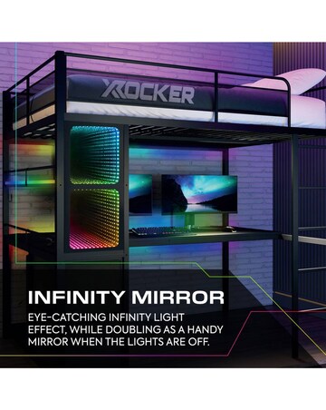 X Rocker Battlebunk XL Infinity RGB Double High Sleeper Bunk Bed - Black