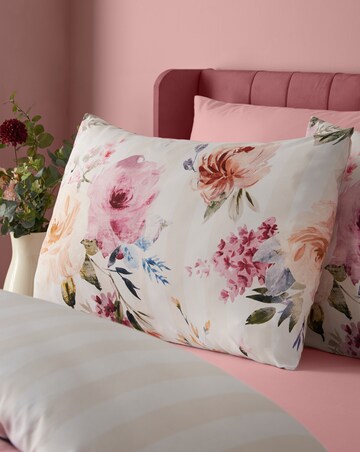 Catherine Lansfield Floral Stripe Duvet Cover Set