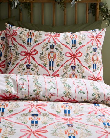 Catherine Lansfield Christmas Nutcracker Bows Duvet Cover Set