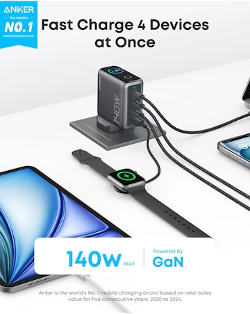 Anker 140W GaN 4-Port Wall Charger - Black