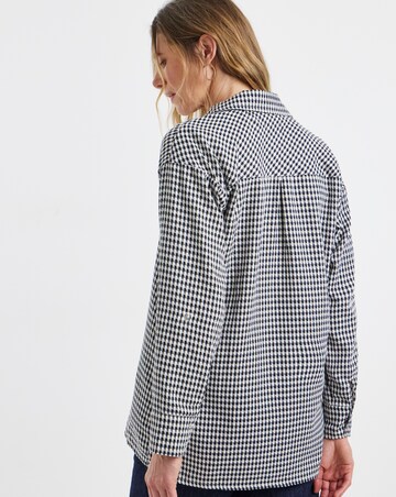 Twill Houndstooth Long Sleeve Shacket