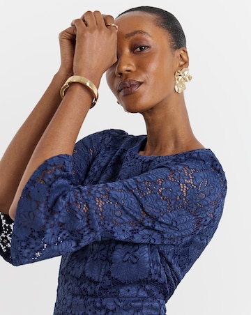 Joanna Hope Fluted Sleeve Stretch Lace Midi Dress